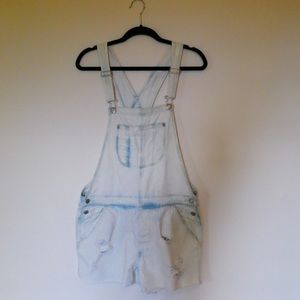 American Eagle Distressed Short Overalls